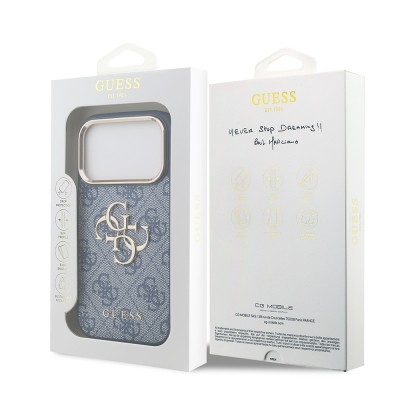 Guess Original Licensed Gold Metal Camera Frame Case with 4G Design and Large Metal Logo and Text - Apple iPhone 18 Pro Cover - 33