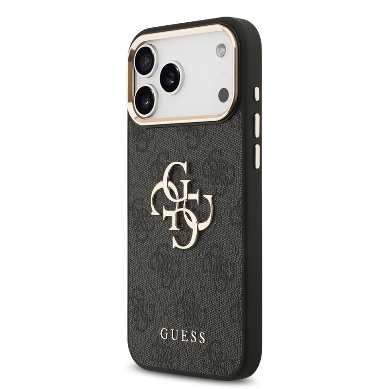 Guess Original Licensed Gold Metal Case with Camera Frame, 4G Design, Large Metal 4G and Text Logo for Apple iPhone 18 Pro Max. - 6