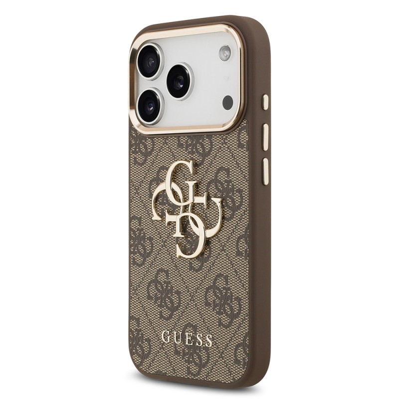 Guess Original Licensed Gold Metal Case with Camera Frame, 4G Design, Large Metal 4G and Text Logo for Apple iPhone 18 Pro Max. - 13