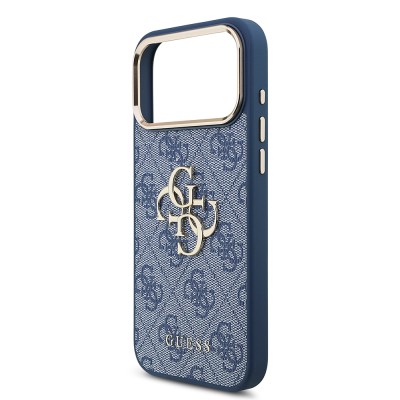 Guess Original Licensed Gold Metal Case with Camera Frame, 4G Design, Large Metal 4G and Text Logo for Apple iPhone 18 Pro Max. - 24