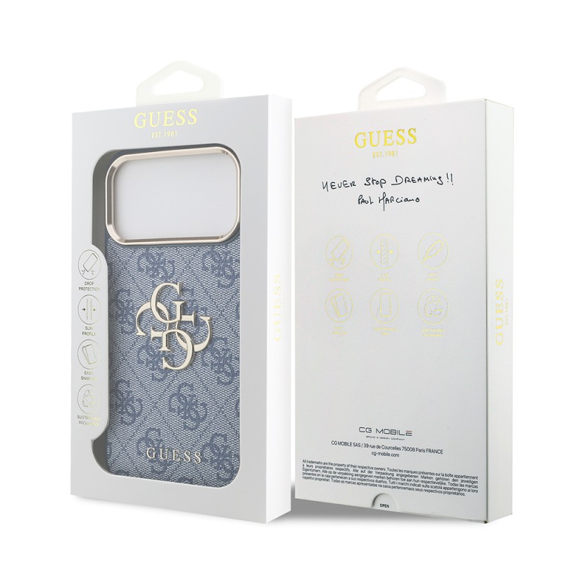 Guess Original Licensed Gold Metal Case with Camera Frame, 4G Design, Large Metal 4G and Text Logo for Apple iPhone 18 Pro Max. - 26