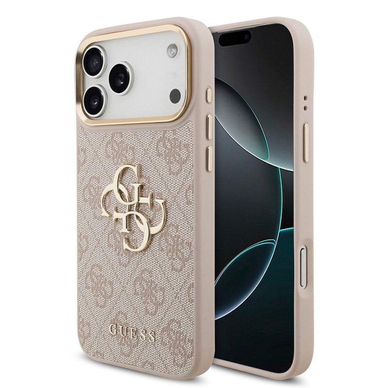 Guess Original Licensed Gold Metal Case with Camera Frame, 4G Design, Large Metal 4G and Text Logo for Apple iPhone 18 Pro Max. - 27