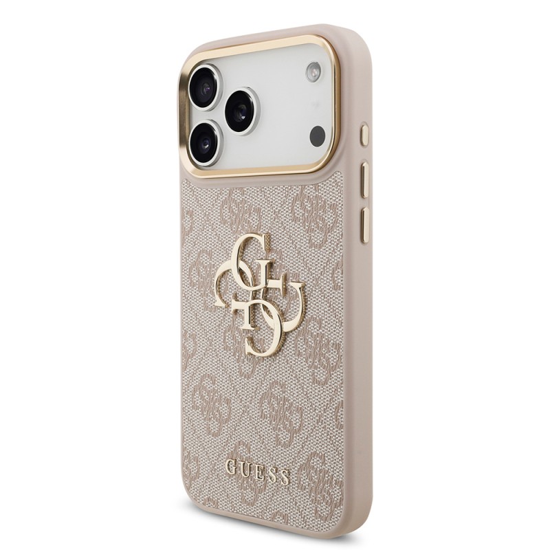 Guess Original Licensed Gold Metal Case with Camera Frame, 4G Design, Large Metal 4G and Text Logo for Apple iPhone 18 Pro Max. - 28