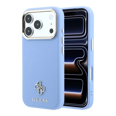 Guess Original Licensed M-safe Apple iPhone 18 Pro Case with Charging Feature, Classic Text and 4G Logo, PU Leather Saffiano Cover - 2