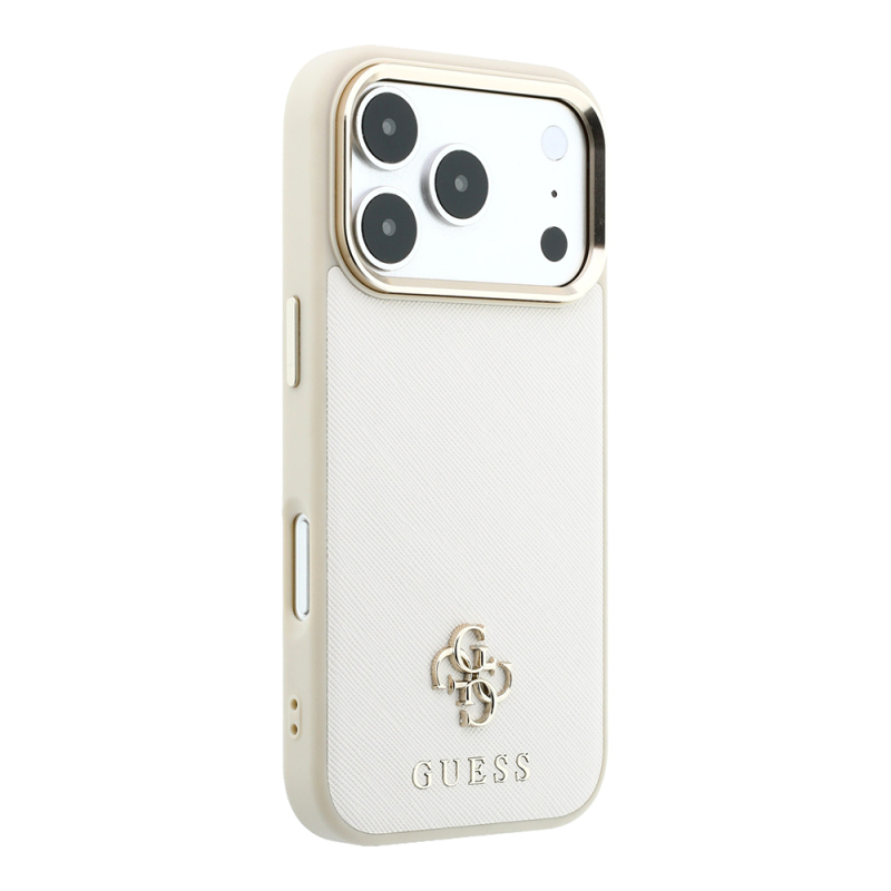 Guess Original Licensed M-safe Apple iPhone 18 Pro Case with Charging Feature, Classic Text and 4G Logo, PU Leather Saffiano Cover - 21