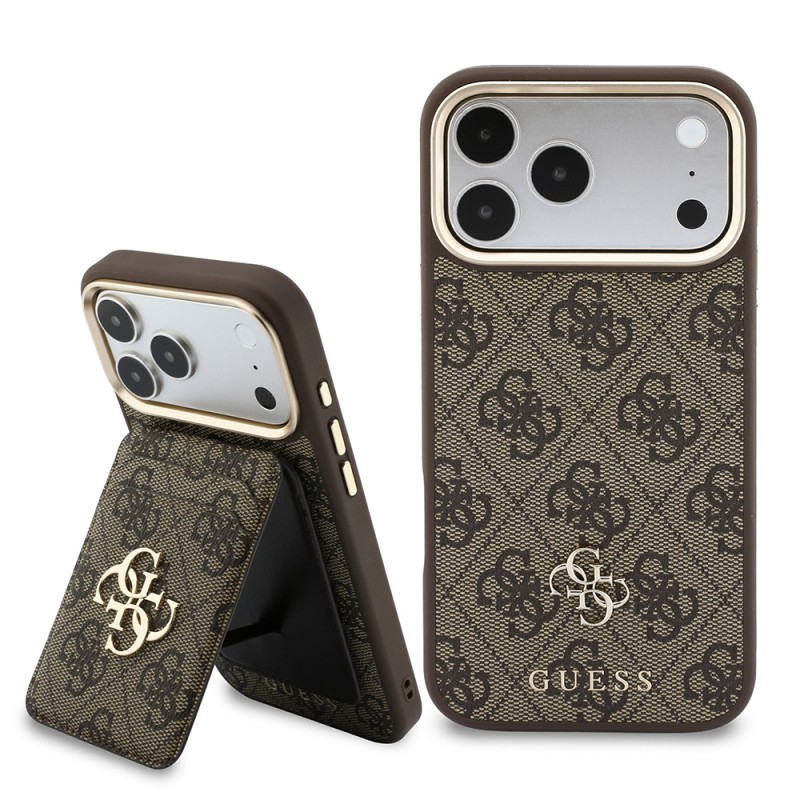 Guess Original Licensed M-safe Case for Apple iPhone 17 Pro Max with Charging Enabled, 4G, Large Metal Logo, and Card Holder. - 1