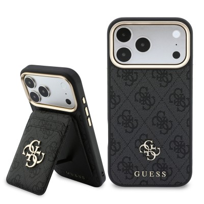 Guess Original Licensed M-safe Case for Apple iPhone 17 Pro Max with Charging Enabled, 4G, Large Metal Logo, and Card Holder. - 2