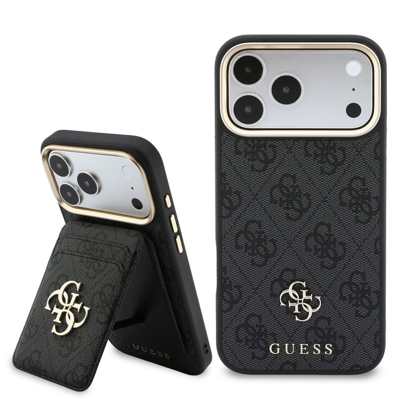 Guess Original Licensed M-safe Case for Apple iPhone 17 Pro Max with Charging Enabled, 4G, Large Metal Logo, and Card Holder. - 2