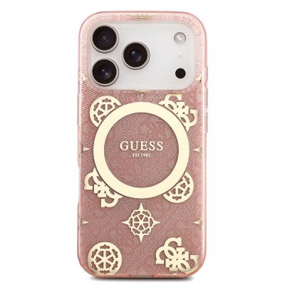 Guess Original Licensed M-safe Case for Apple iPhone 18 Pro Max with Charging Feature, IML Peony and 4G Design, Classic Logo Cover. - 12