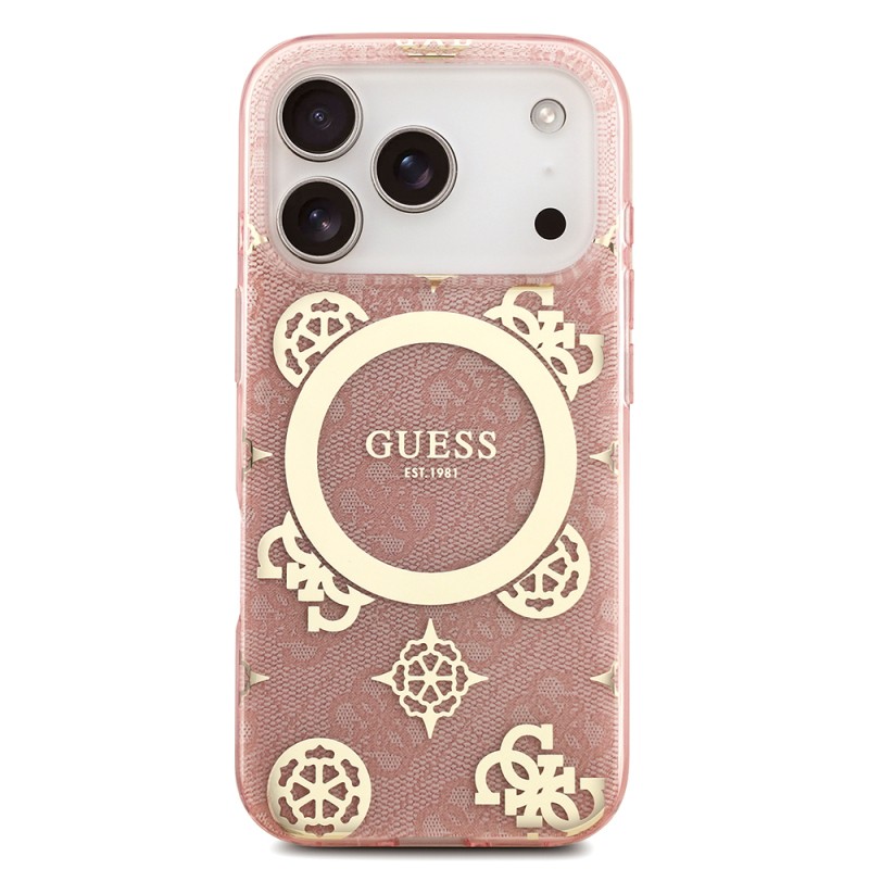 Guess Original Licensed M-safe Case for Apple iPhone 18 Pro Max with Charging Feature, IML Peony and 4G Design, Classic Logo Cover. - 12