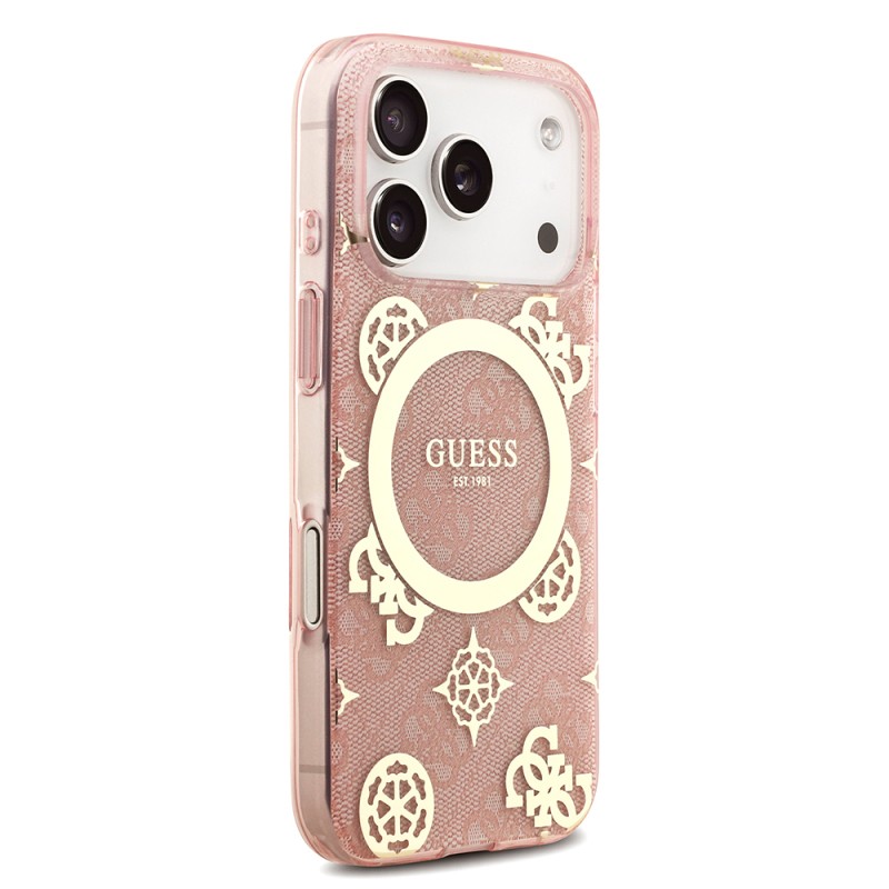 Guess Original Licensed M-safe Case for Apple iPhone 18 Pro Max with Charging Feature, IML Peony and 4G Design, Classic Logo Cover. - 13