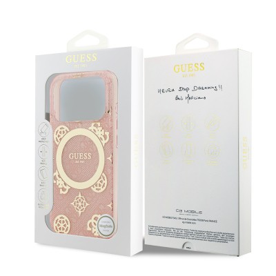 Guess Original Licensed M-safe Case for Apple iPhone 18 Pro Max with Charging Feature, IML Peony and 4G Design, Classic Logo Cover. - 17