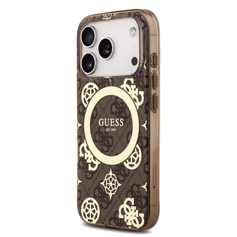Guess Original Licensed M-safe Case for Apple iPhone 18 Pro Max with Charging Feature, IML Peony and 4G Design, Classic Logo Cover. - 18