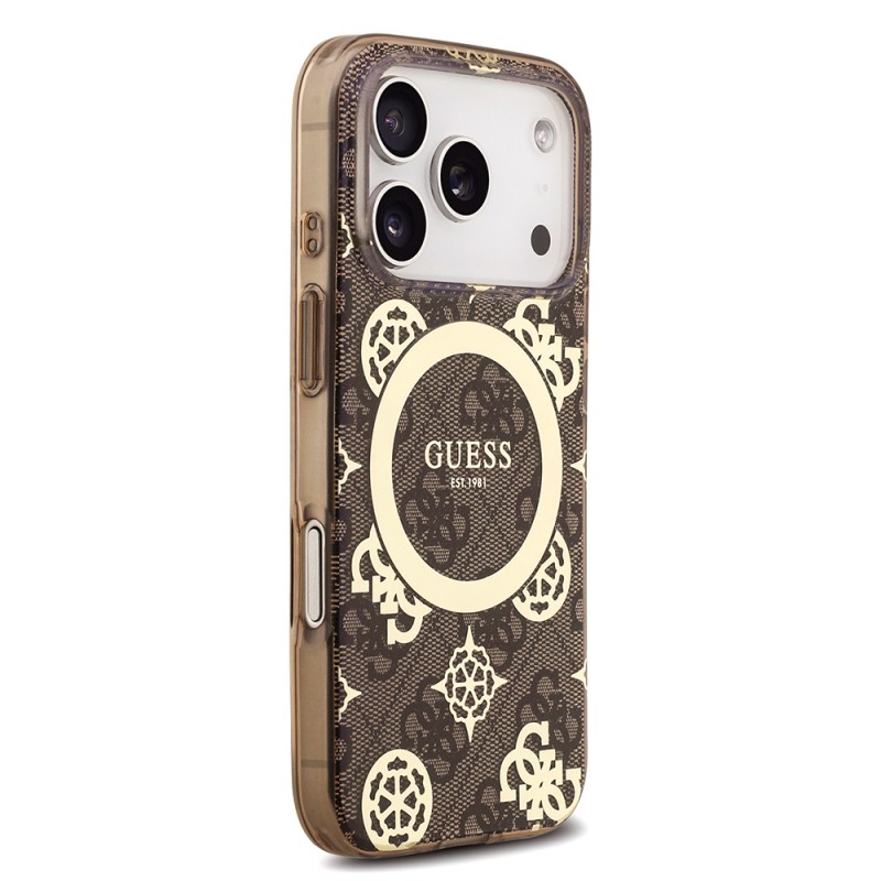 Guess Original Licensed M-safe Case for Apple iPhone 18 Pro Max with Charging Feature, IML Peony and 4G Design, Classic Logo Cover. - 20