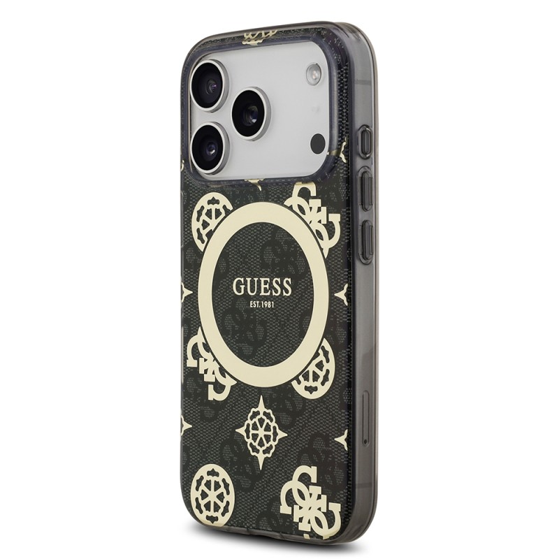 Guess Original Licensed M-safe Case for Apple iPhone 18 Pro with Charging Enablement, IML Peony and 4G Design, Classic Logo Cover. - 3