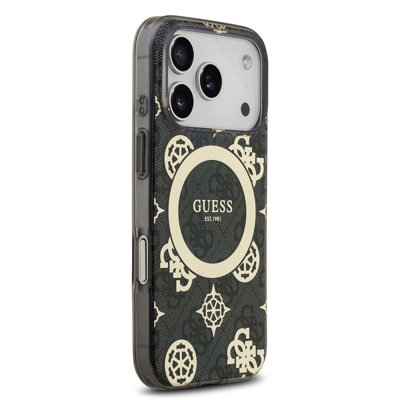 Guess Original Licensed M-safe Case for Apple iPhone 18 Pro with Charging Enablement, IML Peony and 4G Design, Classic Logo Cover. - 5