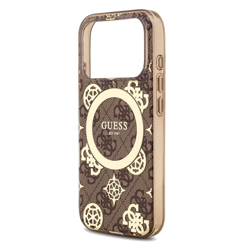 Guess Original Licensed M-safe Case for Apple iPhone 18 Pro with Charging Enablement, IML Peony and 4G Design, Classic Logo Cover. - 14
