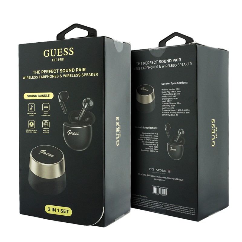 Guess Original Licensed Metal Logo In-Ear TWS Headphones and Speaker 2-in-1 Set - 9