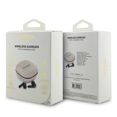 Guess Original Licensed PU 4G Patterned Classic Metal Lettering Logo TWS In-Ear Bluetooth Headphones - 20