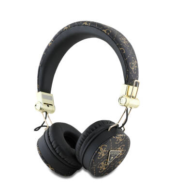 Guess Original Licensed PU Patterned Metal Triangle Logo Over-Ear Bluetooth Headset - Guess
