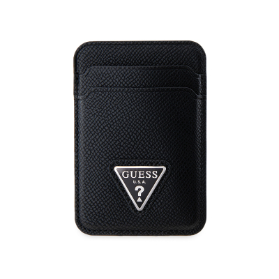 Guess Orjinal Lisanslı 2 Hazneli Üçgen Logolu Deri Magnetik Kartlık - Guess