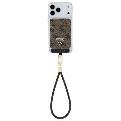 Guess Orjinal Lisanslı 2in1 Bilek Askı İpli 4G Desenli Metal Üçgen Logolu Magnetik Kartlık - 4