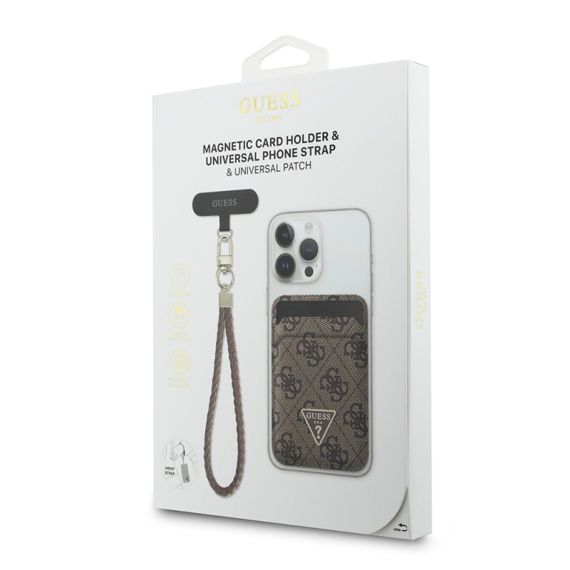 Guess Orjinal Lisanslı 2in1 Bilek Askı İpli 4G Desenli Metal Üçgen Logolu Magnetik Kartlık - 8