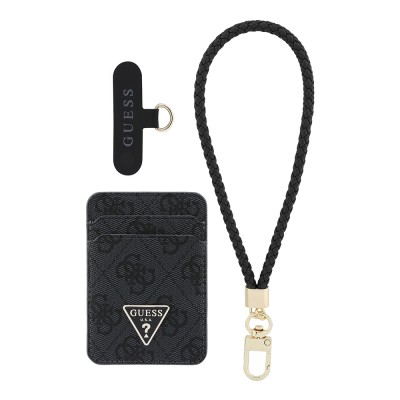 Guess Orjinal Lisanslı 2in1 Bilek Askı İpli 4G Desenli Metal Üçgen Logolu Magnetik Kartlık - 2