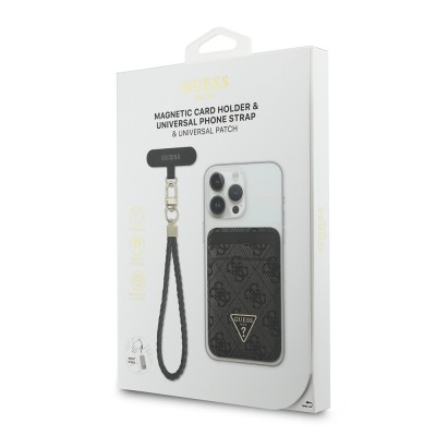 Guess Orjinal Lisanslı 2in1 Bilek Askı İpli 4G Desenli Metal Üçgen Logolu Magnetik Kartlık - 13