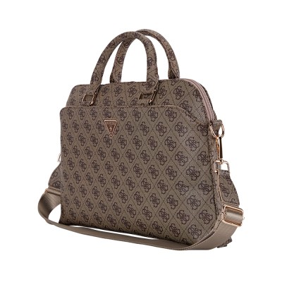 Guess Orjinal Lisanslı 4G Desenli Üçgen Logolu Omuz Askılı 15 inç Laptop Çantası - 4