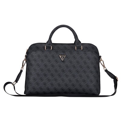 Guess Orjinal Lisanslı 4G Desenli Üçgen Logolu Omuz Askılı 15 inç Laptop Çantası - 3