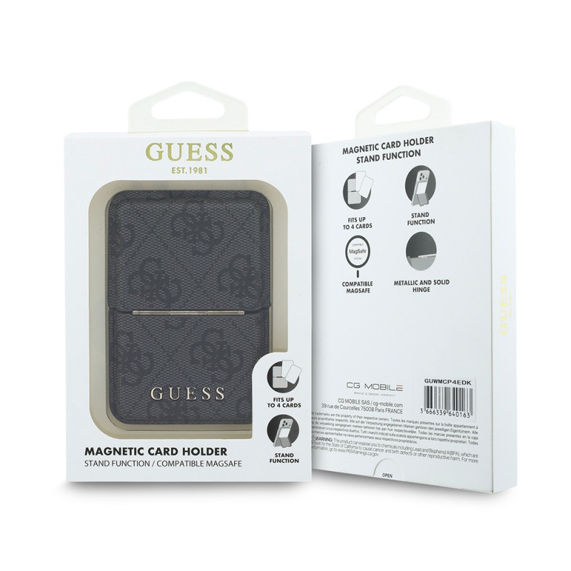 Guess Orjinal Lisanslı 4G Desenli Yazı Logolu Pop-up Magnetik Standlı PU Kartlık - 16