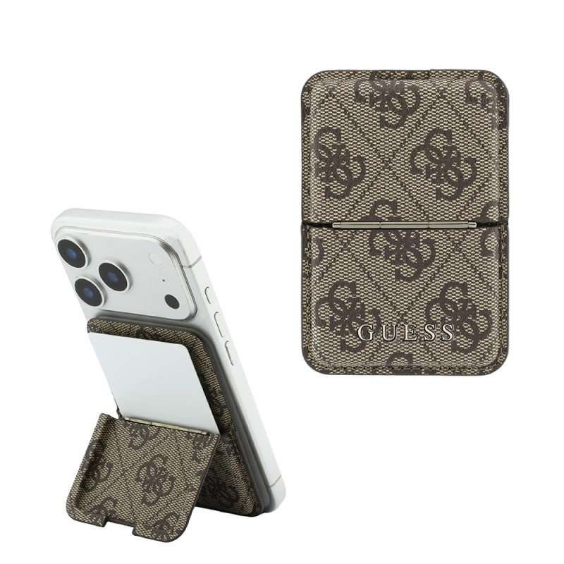 Guess Orjinal Lisanslı 4G Desenli Yazı Logolu Pop-up Magnetik Standlı PU Kartlık - 1
