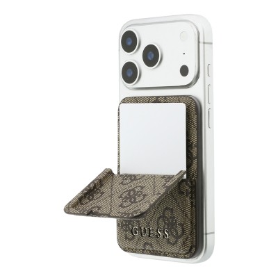 Guess Orjinal Lisanslı 4G Desenli Yazı Logolu Pop-up Magnetik Standlı PU Kartlık - 4