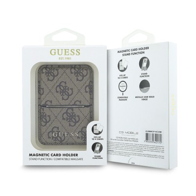 Guess Orjinal Lisanslı 4G Desenli Yazı Logolu Pop-up Magnetik Standlı PU Kartlık - 18