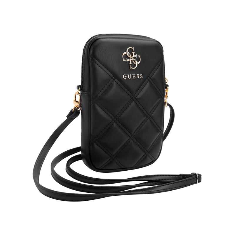 Guess Orjinal Lisanslı 4G Metal Logolu Kapitone Desenli Fermuarlı PU Deri Çapraz Askılı Vücut Çantası - 3