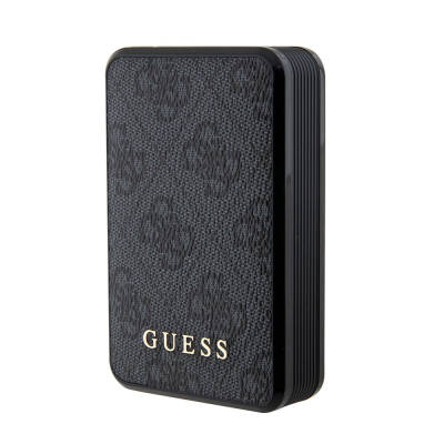 Guess Orjinal Lisanslı Dijital Led Göstergeli PU Deri 4G Desenli Metal Yazı Logolu Powerbank 10000mAh 18W - Guess