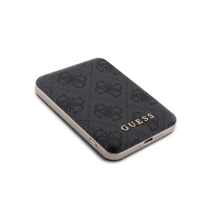 Guess Orjinal Lisanslı Dijital Led Göstergeli PU Deri 4G Desenli Metal Yazı Logolu Powerbank 5000mAh 15W - 7