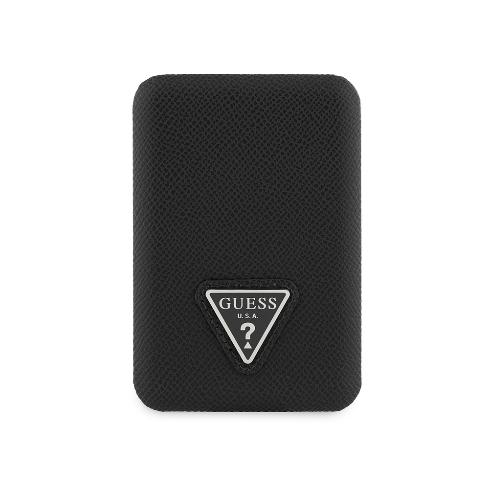 Guess Orjinal Lisanslı Dijital Led Göstergeli PU Deri Yüzey Üçgen Logolu Powerbank 5000mAh 15W - Siyah