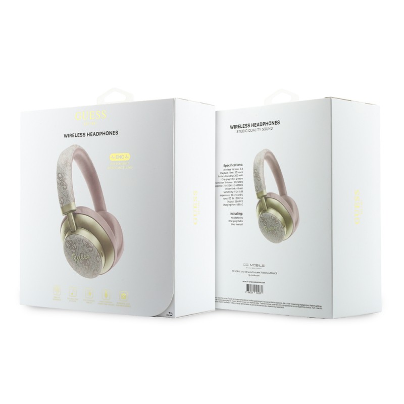 Guess Orjinal Lisanslı ENC PU 4G Desenli Metal Logolu Kulak Üstü Bluetooth Kulaklık v5.4 - 15