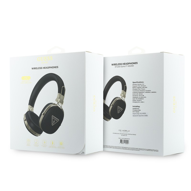 Guess Orjinal Lisanslı ENC Teknolojili PU Üçgen Metal Logolu Kulak Üstü Bluetooth Kulaklık v5.4 - 7