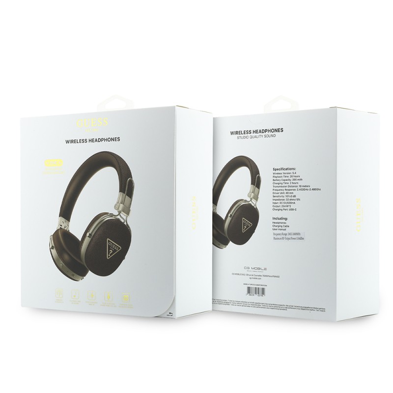 Guess Orjinal Lisanslı ENC Teknolojili PU Üçgen Metal Logolu Kulak Üstü Bluetooth Kulaklık v5.4 - 8