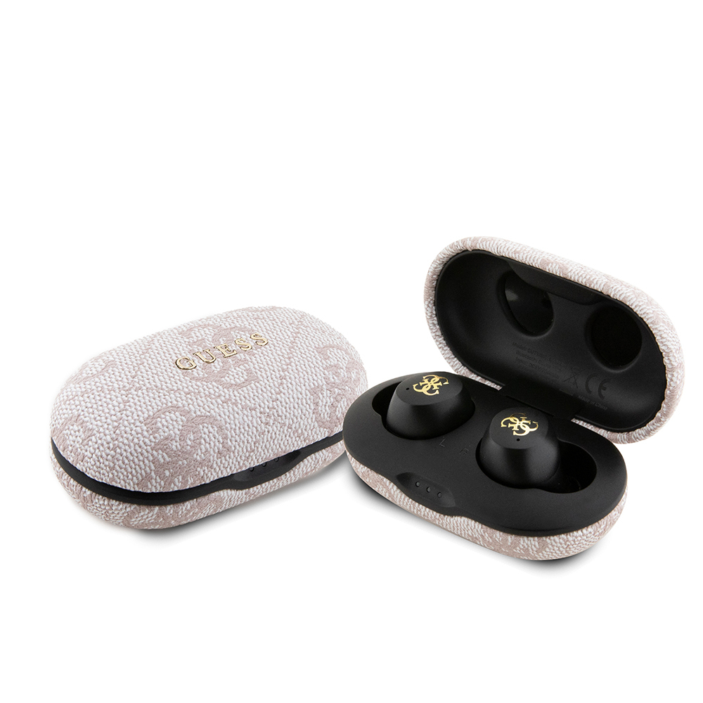 Guess Orjinal Lisanslı Klasik Metal Yazı Logolu TWS Kulak İçi Bluetooth Kulaklık - Pembe