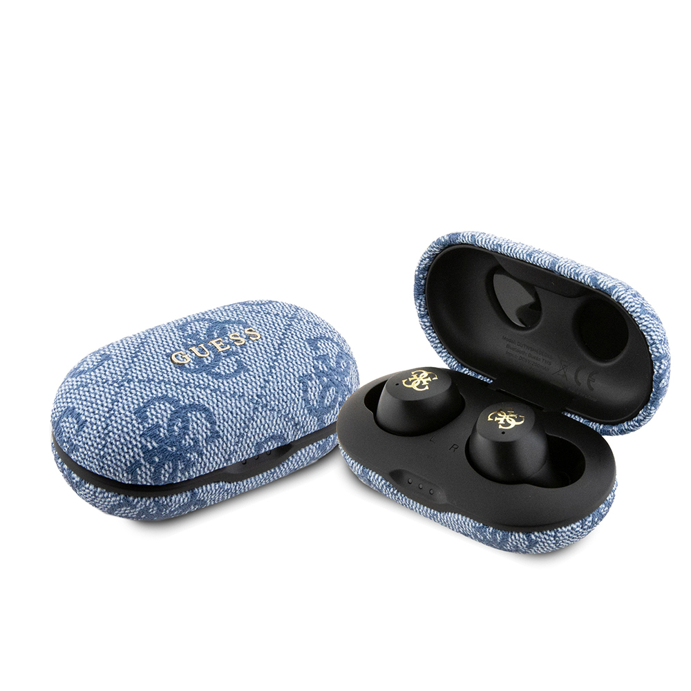 Guess Orjinal Lisanslı Klasik Metal Yazı Logolu TWS Kulak İçi Bluetooth Kulaklık - Mavi