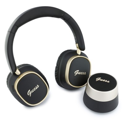 Guess Orjinal Lisanslı Metal Yazı Logolu Kulak Üstü Kulaklık ve Speaker Hoparlör 2in1 Set - Guess