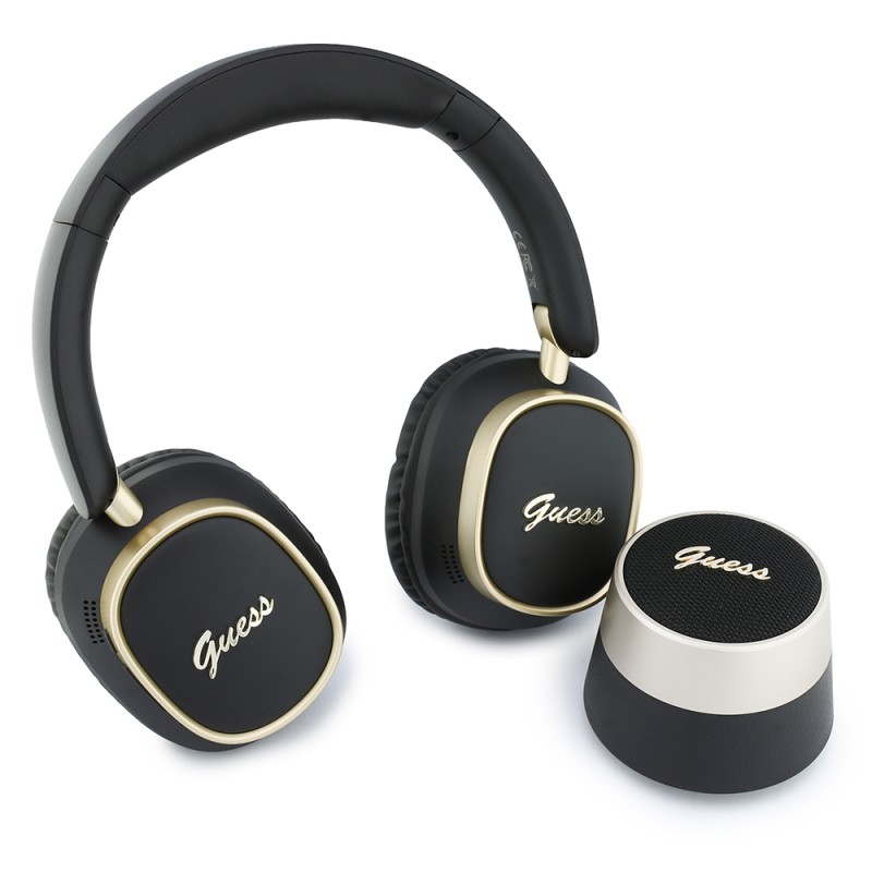 Guess Orjinal Lisanslı Metal Yazı Logolu Kulak Üstü Kulaklık ve Speaker Hoparlör 2in1 Set - 1