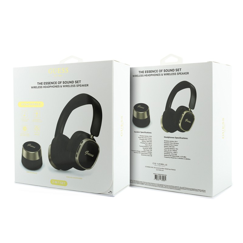 Guess Orjinal Lisanslı Metal Yazı Logolu Kulak Üstü Kulaklık ve Speaker Hoparlör 2in1 Set - 10