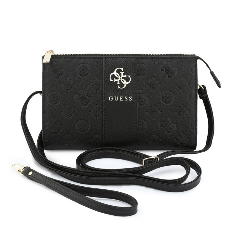 Guess Orjinal Lisanslı Peony ve 4G Desenli Şerit Detaylı Metal Logolu Omuz Askılı El Çantası - 1