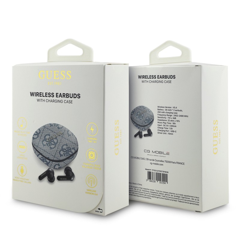 Guess Orjinal Lisanslı PU 4G Desenli Klasik Metal Yazı Logolu TWS Kulak İçi Bluetooth Kulaklık - 10