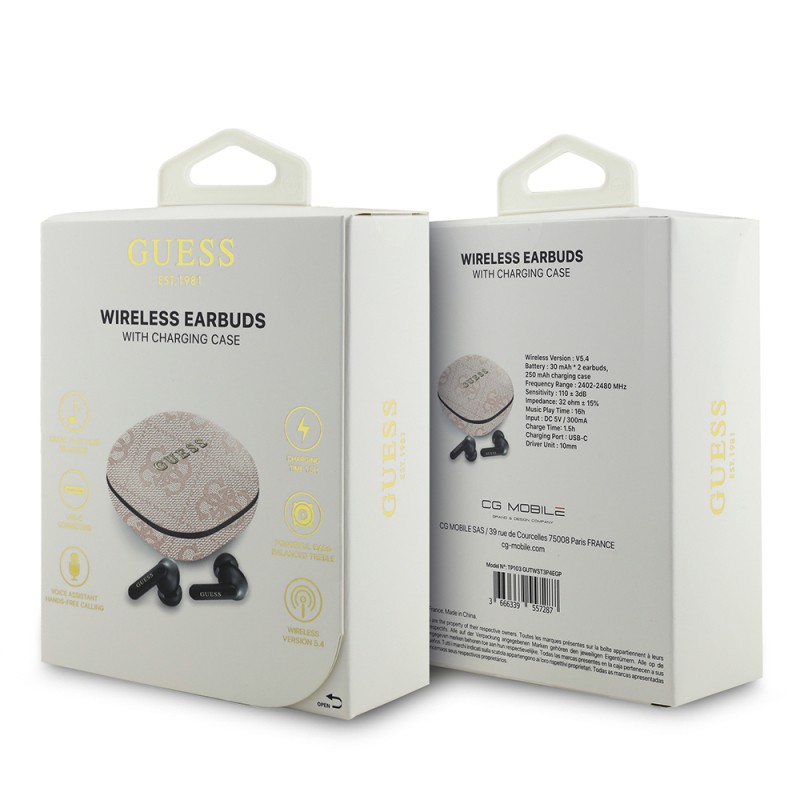 Guess Orjinal Lisanslı PU 4G Desenli Klasik Metal Yazı Logolu TWS Kulak İçi Bluetooth Kulaklık - 20